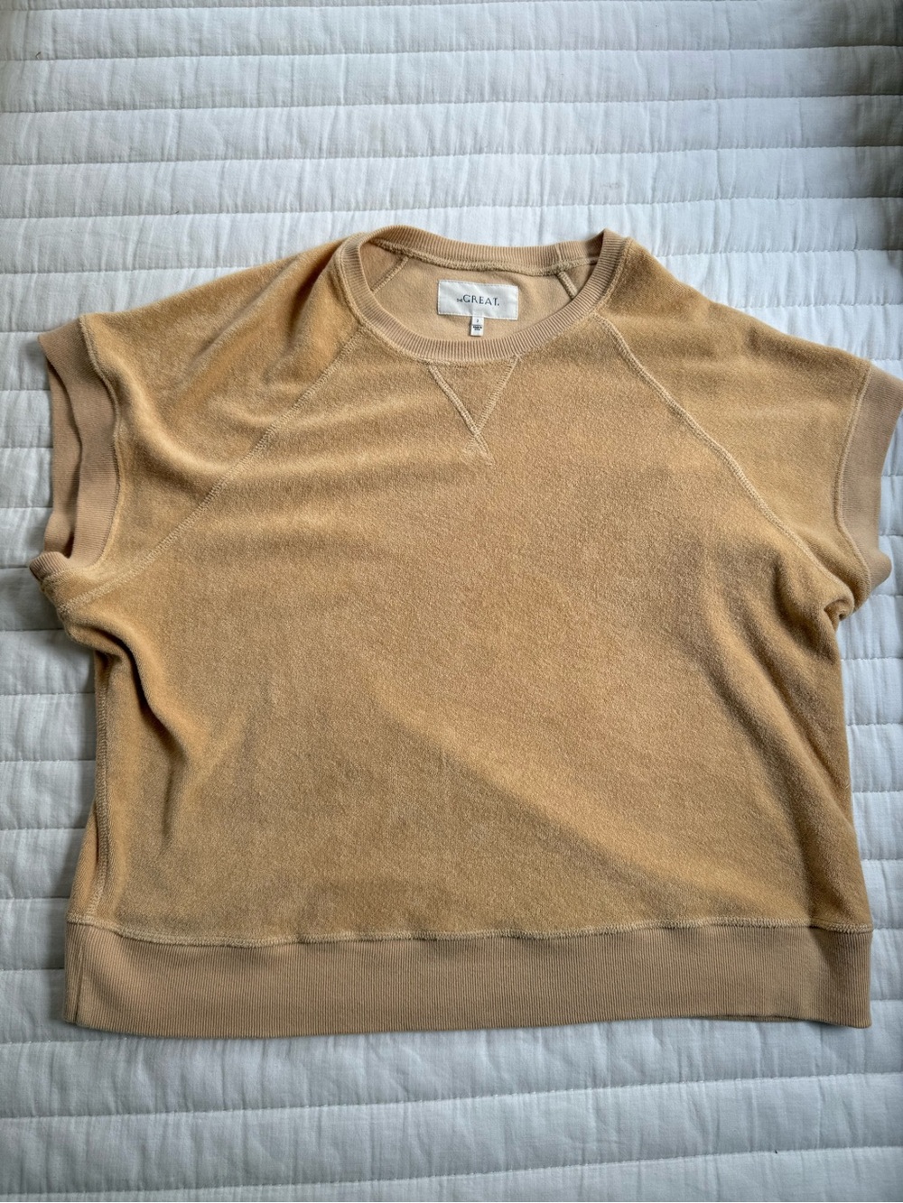 THE GREAT. Short Sleeve Terry Sweatshirt - yellow